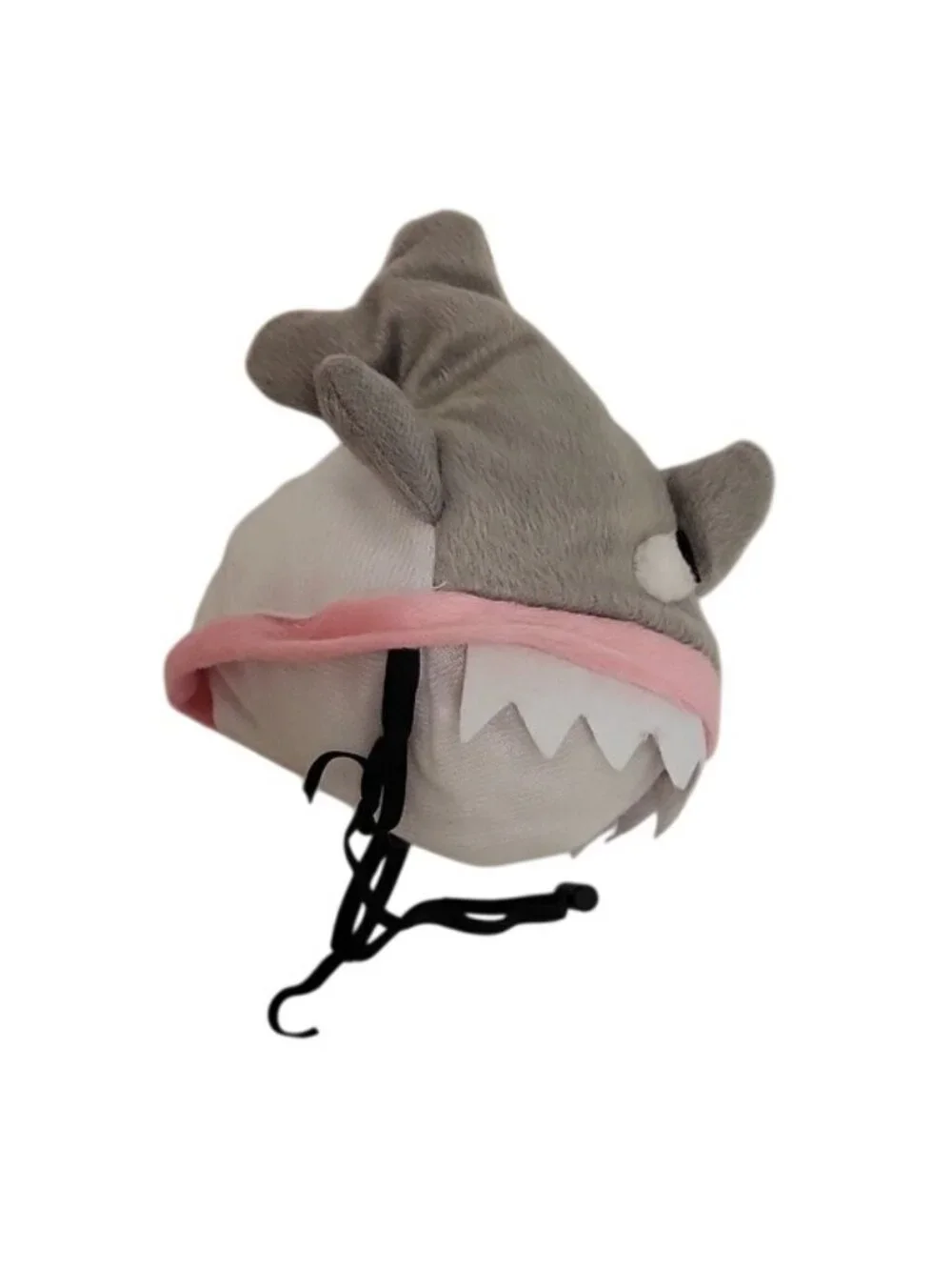 Shark Hat Plush Halloween Pet Costume Cat Dog Adjustable Strap Small Medium Gray